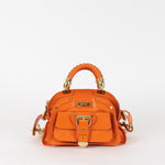 Versace Orange Leather Gold Hardware Mini Satchel