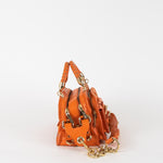 Versace Orange Leather Gold Hardware Mini Satchel