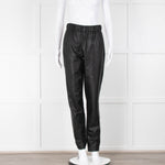 Tibi Black Faux Leather Elasticated Waist Trousers