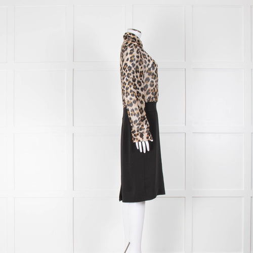 Boutique Moschino Sheer Animal Print & Black Dress