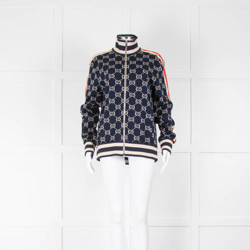 Gucci Navy Jacquard Zip Track Jacket