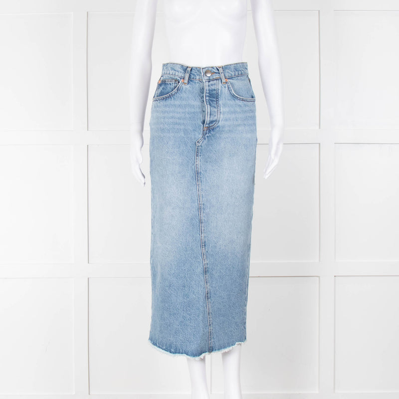 Raey Long Pale Blue Denim Skirt