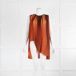 Stella McCartney Orange Black Pleated Georgette Sleeveless Top