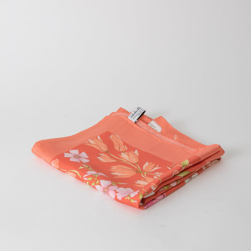 Salvatore Ferragamo Coral Floral Silk Scarf