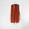 Stella McCartney Orange Black Pleated Georgette Sleeveless Top