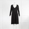 Temperley Black Knitted Long Sleeve V Neck Dress