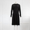 Temperley Black Knitted Long Sleeve V Neck Dress