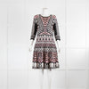 Temperley Black Pink White Print  Thick Dress