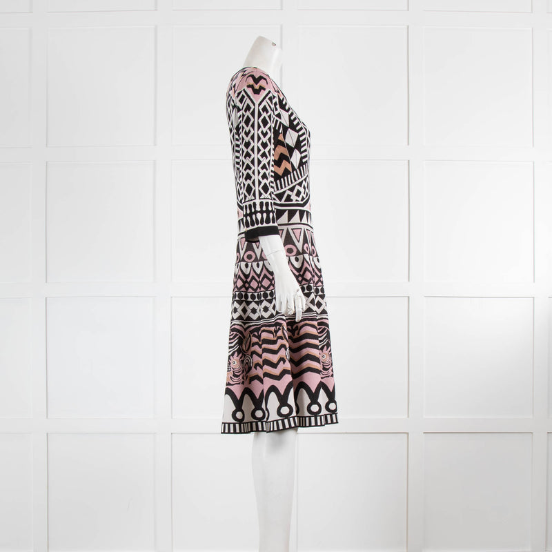 Temperley Black Pink White Print  Thick Dress