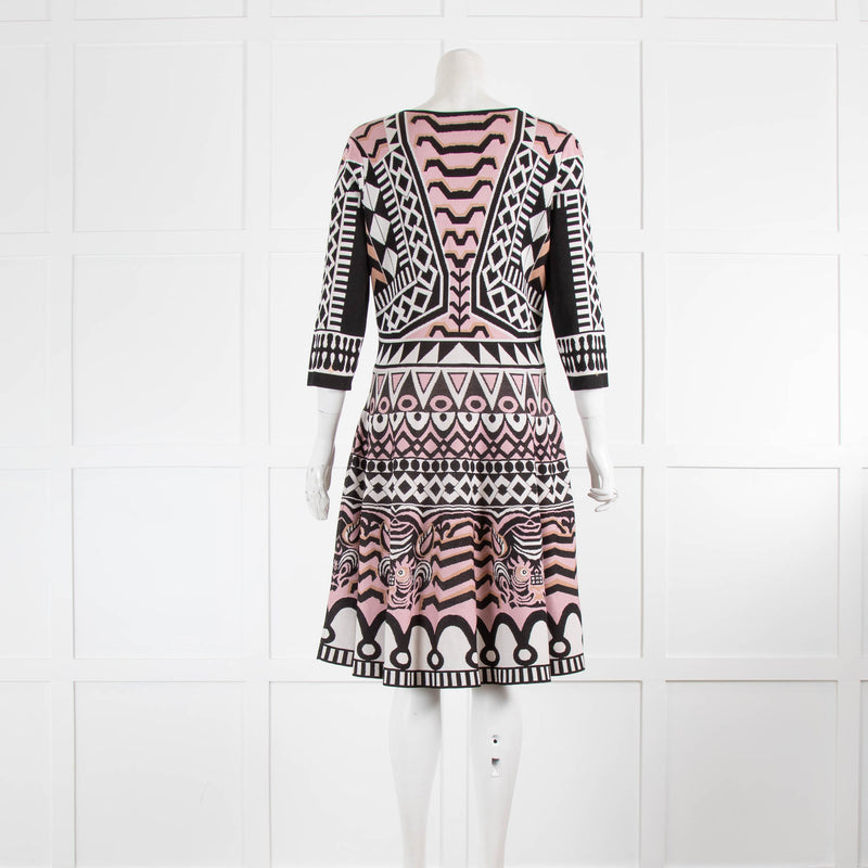 Temperley Black Pink White Print  Thick Dress