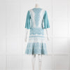 Temperley White Duck Egg Blue Printed Dress