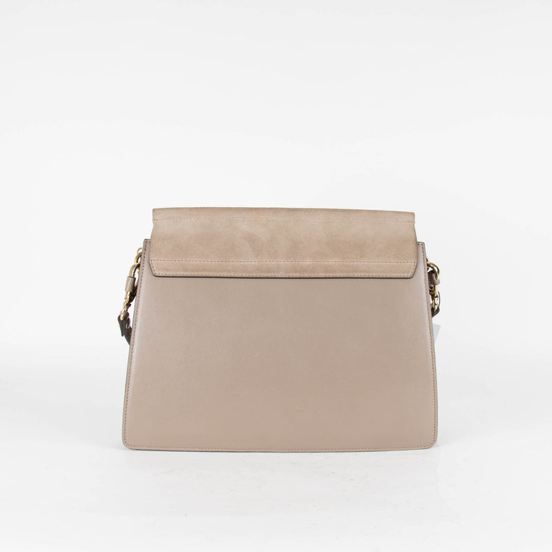 Chloe Medium Faye Bag in Beige Contrast Leather and Suede