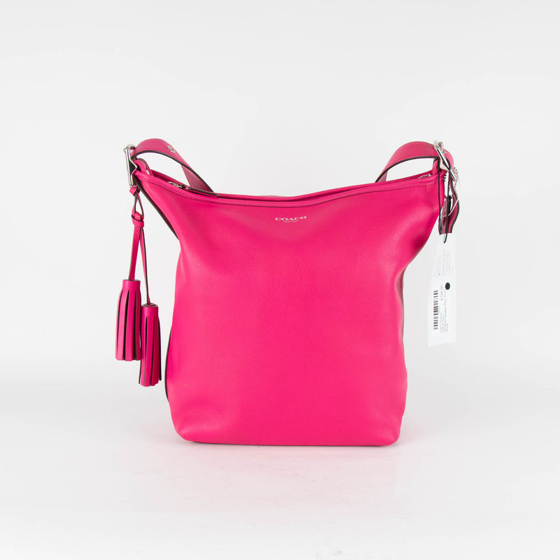 Coach Hot Pink Leather Silver Hardware Tote Bag