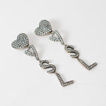 Saint Laurent Grey Metal Sparkly Logo Clip on Earrings