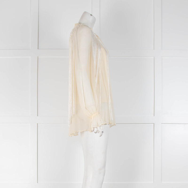 Zimmermann Cream Fringe Swing Blouse