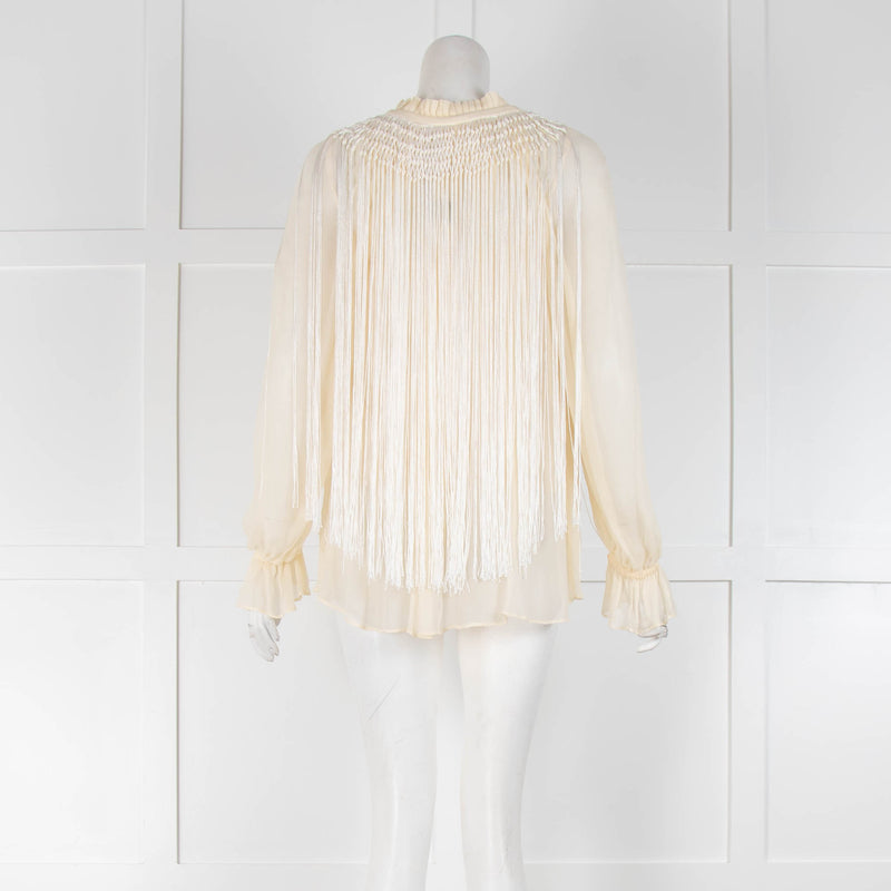 Zimmermann Cream Fringe Swing Blouse