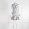 Zimmermann Verity Panelled Linear Blue & Cream Dress