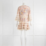 Zimmerman Pink Broderie Anglaise Deep V Neck Multicolour Dress