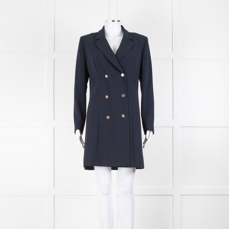 Claudie Pierlot Navy Duster Coat with Gold Buttons