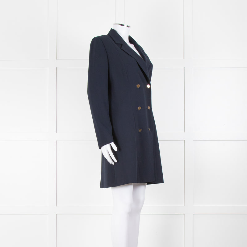 Claudie Pierlot Navy Duster Coat with Gold Buttons