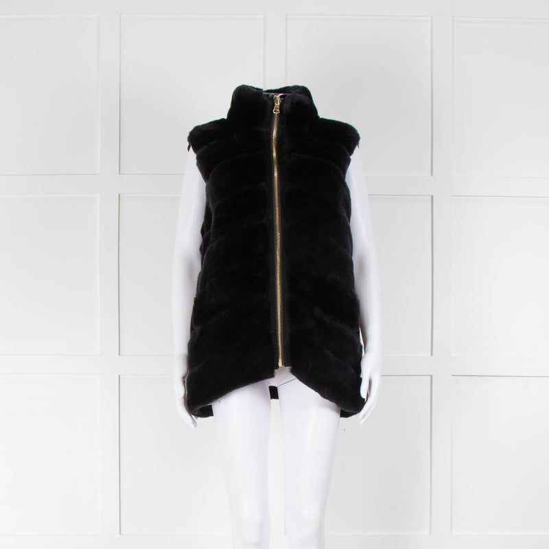 N.Peal Black Rex Rabbit Fur Reversible Gilet