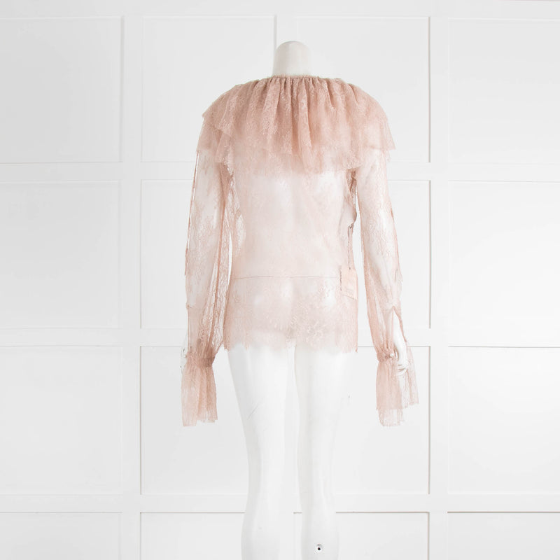 Philosophy Di Lorenzo Serafini Pink Lace L/S Blouse With Neck Frill