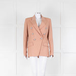 Balmain Blush Pink Wool Silver Button Double Breasted Jacket