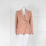 Balmain Blush Pink Wool Silver Button Double Breasted Jacket