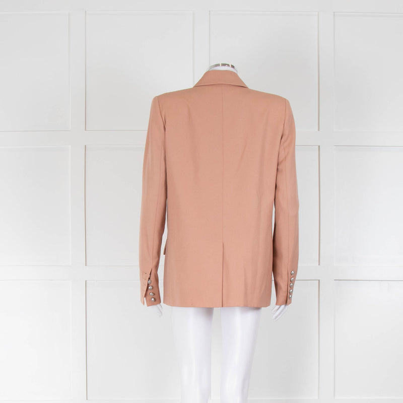 Balmain Blush Pink Wool Silver Button Double Breasted Jacket