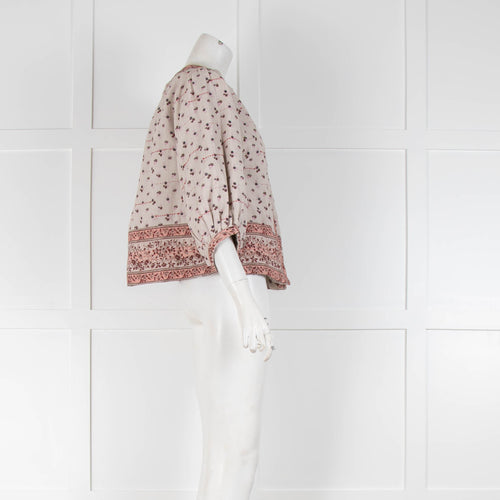 MABE Pale Pink Floral Block Print Linen Jacket