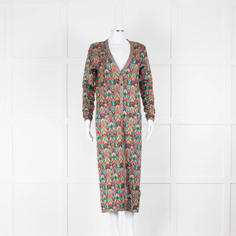 Valentino Multi Colour Lurex Long Cardigan