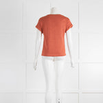 Brunello Cucinelli Orange Lurex Short Sleeve Knitted Top