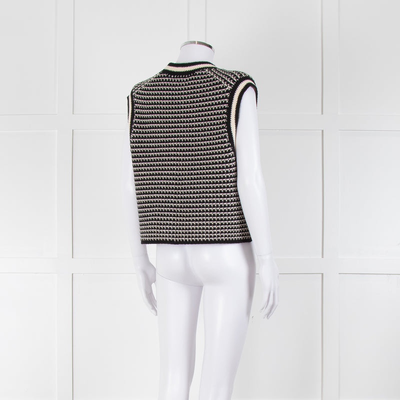 Me+Em Black Cream Knitted Waistcoat