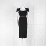 Roland Mouret Black Structured Cut out Shift Dress with Knotted Waist Belt