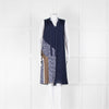 Diane Von Furstenberg Navy Plisse Sleeveless Dress