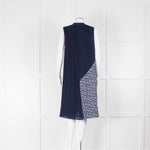 Diane Von Furstenberg Navy Plisse Sleeveless Dress