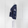 Rixo Blue Cosmos Print Long Sleeve Silk Blouse