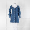 Ganni Blue Denim Long Sleeve Mini Dress