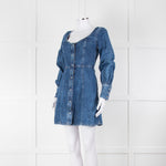 Ganni Blue Denim Long Sleeve Mini Dress