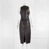 Khaite Ditka Pure Lambskin Leather Sleeveless V-Neck Fitted Midi Dress