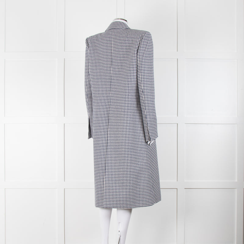 Alexandre Vauthier White Blue Houndstooth Coat