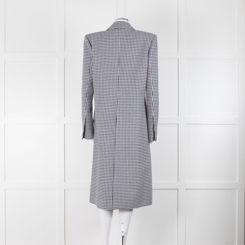 Alexandre Vauthier White Blue Houndstooth Coat