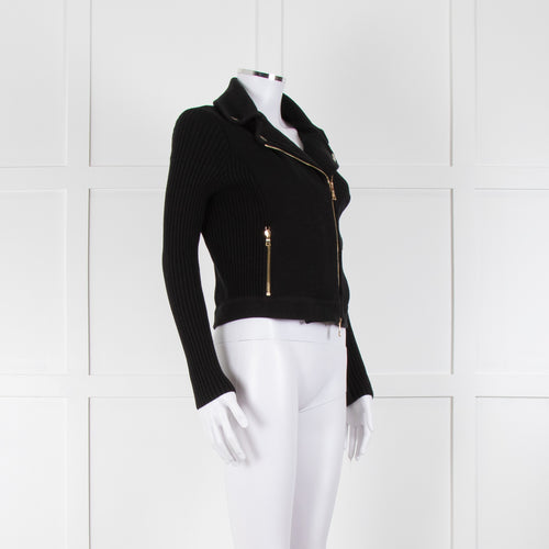 Boutique Moschino Black Gold Zip Front Knitted Jacket