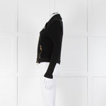 Boutique Moschino Black Gold Zip Front Knitted Jacket