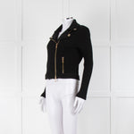 Boutique Moschino Black Gold Zip Front Knitted Jacket