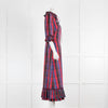 The Vampire's Wife Kansas Cotton Tartan Printed 3/4 Sleeves Ruffle Collar Midi Dress