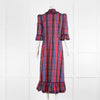 The Vampire's Wife Kansas Cotton Tartan Printed 3/4 Sleeves Ruffle Collar Midi Dress