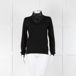 Claudie Pierlot Black Lace Detail Fine Sweater