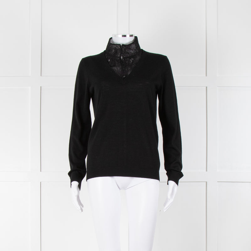 Claudie Pierlot Black Lace Detail Fine Sweater