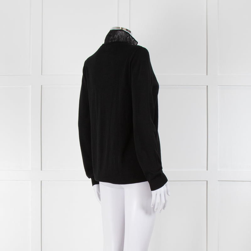 Claudie Pierlot Black Lace Detail Fine Sweater